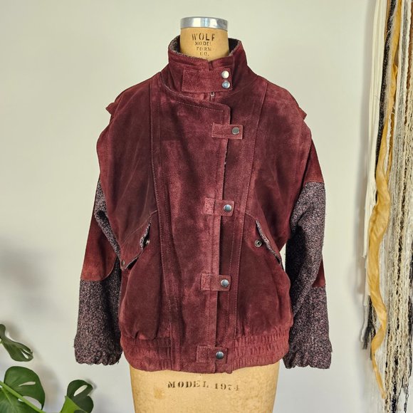 90's Vintage NYG New York Girl Burgundy Suede Jacket - Picture 11 of 13